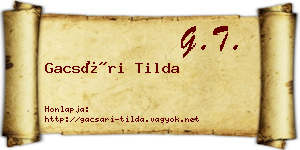Gacsári Tilda névjegykártya